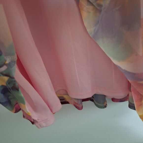 Artsy Cupio Women's Top Abstract Watercolor Floral Pleated Loose Fit Size 3X - Picture 6 of 9